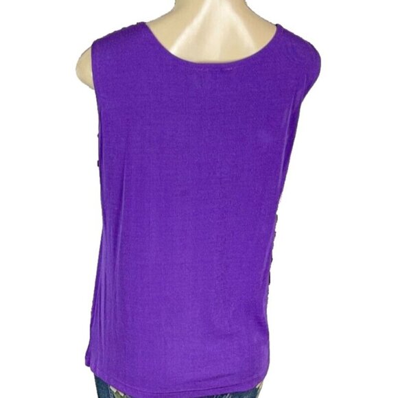 Carolyn Strauss M Purple Scoop Neckline Nylon/Spandex Stretch Career Tank Top - Picture 4 of 6